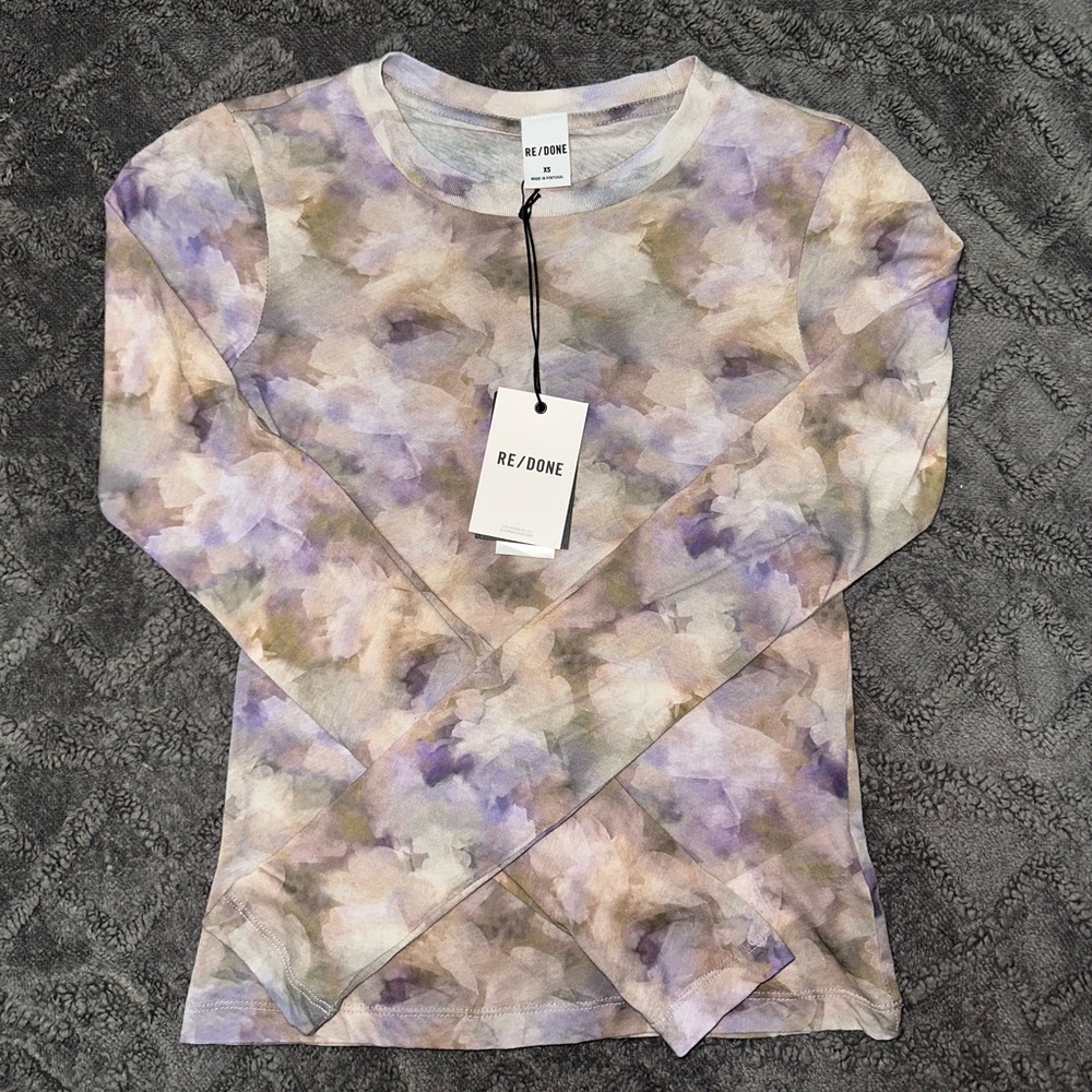RE/DONE sheer long celestial long sleeve tee size XS